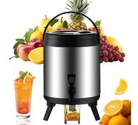 Thermos dispensador de bebidas calientes y frías, Fuente isotérmica dispensador de bebidas de acero inoxidable, Contenedor isotérmico con grifo portátil para acampar y restauración (6L)