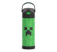 THERMOS FUNTAINER - Botella de acero inoxidable aislada al vacío de 473 ml con tapa de boquilla ancha, color verde