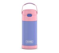 Thermos FUNTAINER - Botella de acero inoxidable con aislamiento al vacío y sorbete, 355 ml, para niños, color morado y rosa