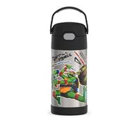 THERMOS FUNTAINER - Botella de agua con pajilla, 12 onzas, botella de agua de acero inoxidable aislada al vacío para niños, con tapa, Tortugas Ninja Mutantes Adolescentes