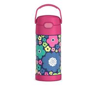 THERMOS FUNTAINER - Botella de agua con pajilla, 12 onzas, flores mod, botella de agua de acero inoxidable aislada al vacío para niños con tapa