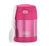 THERMOS FUNTAINER - Tarro de comida para niños con aislamiento al vacío de acero inoxidable de 10 onzas con cuchara plegable, color rosa