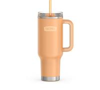 THERMOS Taza de acero inoxidable de 40 onzas con pajilla, color melón