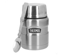 Thermos termo comida 470 ml acero inoxidable plata con cuchara plegable 15 cm