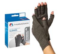Thermoskin Guantes de compresión dinámica, guantes para artrosis, guantes sin dedos para apoyo para artritis, circulación sanguínea y rigidez, con agarre antideslizante, gris, M