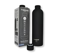 THERMOSPORT - Botella de Agua de Acero Inoxidable - Termo Reutilizable SIN BPA, con Doble Pared Aislante y ¨Soft Touch¨ Negro Mate, Ideal para Mantener Bebidas Calientes y Frías (Café, Té) (1 Litro)