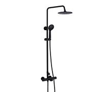Thermostatic Rain Shower System, Wall Mounted High-Pressure Shower Faucet Set with ABS Rain Shower Head and ABS Hand-Held Shower Heads
