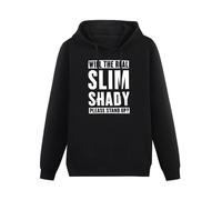 THERULER Will The Real Slim Shady Please Stand Up Hombre Sudadera Casual Black Hoody Cotton Graphic Sudadera Unisex, Negro , XL