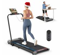 THERUN Cinta de Correr Plegable, Maquina de Andar en Casa con Pasamanos y Pantalla LED, Velocidad Máxima de 10 km/h, Doble amortiguación, Walking Pad Treadmill, no Requiere Montaje