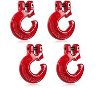 Therwen Paquete de 4 ganchos de cadena deslizante 5/16 para cadena de tronco, gancho de metal con límite de carga de trabajo de 2 toneladas, 4400 libras, color rojo
