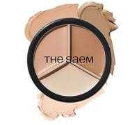THESAEM Cover Perfection - Corrector de triple olla, corrector de 3 colores con alta cobertura en beige natural, cubre defectos y manchas, resaltador y contorno, 02 Contour Beige