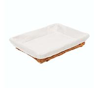 thesecrethome.es - Bandeja de Mimbre con Forro - Cesta sin Asas para Colada - Bandeja Rectangular o Ovalada - Ideal para Organizar la Ropa (Alto. 8 cm x Largo. 45 cm - Natural Rectangular)