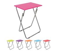 thesecrethome.es - Mesa Plegable Portátil Rectangular de Madera Multiusos Auxiliar para Terraza, Balcón, Camping o Jardín - Alto: 66 cm x Largo: 48 cm (Rosa)