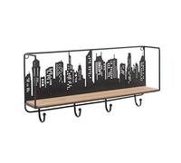 thesecrethome.es - Perchero de Pared - Perchero de Madera y Metal - 4, 5 o 6 Ganchos - Colgador de Ropa - Ideal para Dormitorio, Cocina y Baño (Modelo 2 - Ciudad)