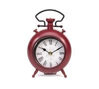 Thesecrethome.es - Reloj Decorativo Analógico de Sobremesa en Metal - Estilo Vintage para Recibidor, Salón, Dormitorio - Modelo 20 - Color Rojo - 26 x 16 x 6,5 cm