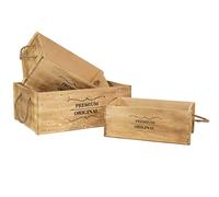 thesecrethome.es - Set de 3 Cajas Decorativas de Madera - Cajas de Madera para Almacenamiento - Cajas de 3 Tamaños - Ideal para Dormitorios, Cocina, Baños (Modelo 17)
