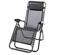 thesecrethome.es - Silla Tumbona con Reposabrazos Plegable - Hamaca Multiposiciones de Metal con Cojín Reposacabezas - Ideal para Playa, Jardín, Terraza (Negro)
