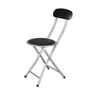 thesecrethome.es Taburete Plegable de Cocina - Silla Plegable de Metal con Asiento y Respaldo Acolchado - Silla Apta para Interior y Exterior - Alto 72 cm x Diámetro 30 centímetros - Negro