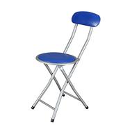 thesecrethome.es - Taburete Plegable de Cocina - Silla Plegable de Metal con Asiento y Respaldo Acolchado - Silla Apta para Interior y Exterior - Alto. 72 cm x Diámetro. Ø30 cm - Azul Oscuro