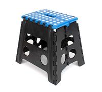 thesecrethome.es - Taburete Plegable Multiusos - Alto. 32 cm x Largo. 37 cm - Escalera Antideslizante - Altillo para Cocina o Baño - Reposapiés para Niños (Azul Lunares)