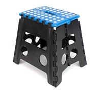 thesecrethome.es - Taburete Plegable Multiusos - Alto. 39,5 cm x Largo. 38 cm - Escalera Antideslizante - Altillo para Cocina o Baño - Reposapiés para Niños (Azul Lunares)