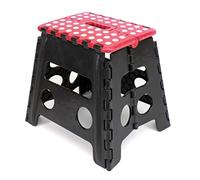 thesecrethome.es - Taburete Plegable Multiusos - Alto. 39,5 cm x Largo. 38 cm - Escalera Antideslizante - Altillo para Cocina o Baño - Reposapiés para Niños (Rojo Lunares)