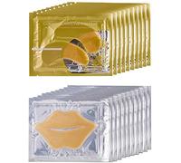 Theshiry 10 pares de antifaz de cristal de colágeno y 10 piezas de cristal de colágeno, antiedad para ojos y labios, máscara de colágeno (dorado)