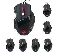Theshy A908 - Ratón para juegos de 7 botones, 5500 Dpi, negro, 5500 Dpi, 7 botones, LED, óptico, USB, con cable, para jugadores profesionales, trampa para mouse para laptop, con soporte de muñeca