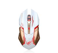 Theshy Beacon Wolf T1 - Ratón inalámbrico recargable silencioso para computadora portátil, portátil, carga para juegos, negro, blanco, LED, retroiluminado, USB, óptico ergonómico (blanco)