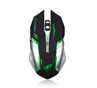 Theshy Beacon Wolf T1 - Ratón inalámbrico recargable silencioso para computadora portátil, portátil, carga para juegos, negro, blanco, LED, retroiluminado, USB, óptico ergonómico (negro)