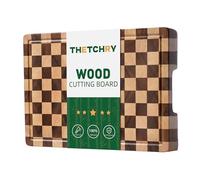 THETCHRY Tablas de cortar de grano final para cocina, tabla de cortar de madera, tabla de cortar de madera de acacia con ranura para jugo y mango, bloque de carnicero para carne, pan y fruta, 14