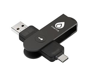 Thetis Pro FIDO2 Llave de Seguridad, Llave de Seguridad NFC de autenticación de Dos factores FIDO 2.0, Puertos USB duales A y Tipo C para protección multifactorial (HOTP) en Windows/MacOS/Linux,Gmail