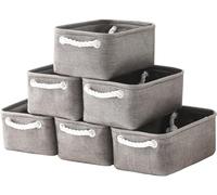 TheWarmHome Cesta de almacenamiento plegable con mango de cuerda de algodón fuerte, juego de cubos de almacenamiento plegables funciona como almacenamiento de bebé, paquete de 6,11.8 L7.9 W5.2 H)