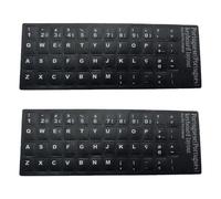Thewasc 2 calcomanías de letras para teclado, calcomanías portuguesas para teclado, letras y números, repuesto de fondo negro, actualizaciones de escritorio