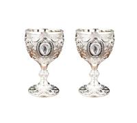 Thewasc 2 copas de vino de metal vintage medievales, copas de viaje, para restaurantes, decoración del hogar, decoración del hogar