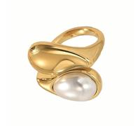 Thewasc Anillos de citas con perlas geométricas, ajustables, anillos de apertura de dedo, joyería única para dedos adecuados para fiestas y uso diario, joyería de cobre, talla única, como se describe