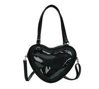 Thewasc Bolsa cruzada japonesa para colegiala para estudiante, bolsa de libro con forma de corazón, ventana transparente, gran capacidad, bolso de hombro japonés JK Uniforme cruzado, Black, One Size