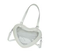 Thewasc Bolsa cruzada japonesa para colegiala para estudiante, bolsa de libro con forma de corazón, ventana transparente, gran capacidad, bolso de hombro japonés JK Uniforme cruzado, White, One Size