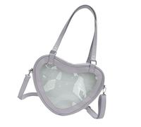 Thewasc Bolsa cruzada japonesa para colegiala para estudiante, bolsa de libro con forma de corazón, ventana transparente, gran capacidad, bolso de hombro japonés JK Uniforme cruzado, morado claro, One
