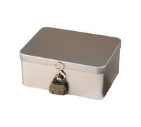 Thewasc Caja de almacenamiento de lata resistente con cerradura retro para decoración del hogar para documentos, artículos de papelería, pequeñas pertenencias, caja de almacenamiento retro con