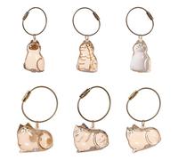 Thewasc Caja de almacenamiento transparente con temática de gatito con llavero, soporte portátil para baratijas para mascotas, juego de 6 recipientes para el pelo de mascotas