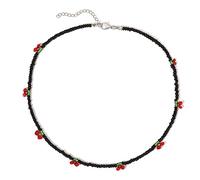 Thewasc Collar bohemio con cuentas rojas para mujer, hecho a mano, cuentas de frutas, gargantillas, collares transparentes