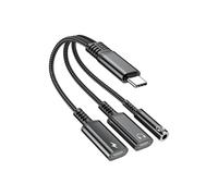 Thewasc Convertidor 3 en 1 tipo C a auxiliar de entrega de energía rápida, transmisión estéreo para dispositivos móviles, electrónica, adaptador de teléfono de aluminio