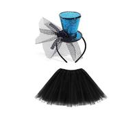 Thewasc Diadema con lentejuelas y falda de tul para fiesta temática, carnaval, reunión, disfraz de máscaras, festival