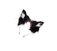 Thewasc Diadema de orejas de gato negro de felpa de tela suave para Halloween, cosplay, accesorio para el pelo para mujeres y niñas, ropa de fiesta, anime, cosplay, orejas de gato, adorno para el pelo