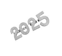 Thewasc Elegante juego de anillos abiertos con diamantes de imitación ajustables, combinación digital 2025, accesorios de Año Nuevo