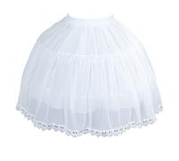 Thewasc Enaguas de crinolina para mujer, 2 aros, falda blanca para niñas, media falda para cosplay, fiesta victoriana, vintage, enagua de crinolina para mujer, vestido de novia, largo hasta la rodilla
