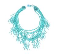 Thewasc Ethnic Styles - Collar de cuentas multicapa de longitud ajustable, cadena para el cuello, ligero y elegante, joyería de resina para mujer, collar de fiesta de inspiración étnica, talla única