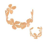 Thewasc Juego de 2 anillos florales y anillos de metal resistente para mujer con tamaño ajustable para uso diario, talla única, como se describe