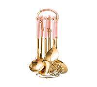 Thewasc - Juego de 7 utensilios de cocina de acero inoxidable con mango ergonómico de cerámica para cocinar eficientemente y fácil limpieza herramienta de cocina para cocineros caseros